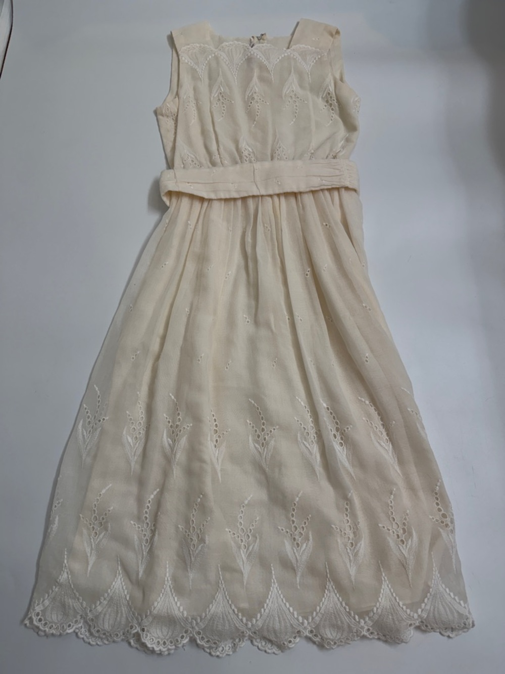 Vintage Richard Warren Eyelet‎ Dress Cream Embroidered Lace Cottagecore Romantic